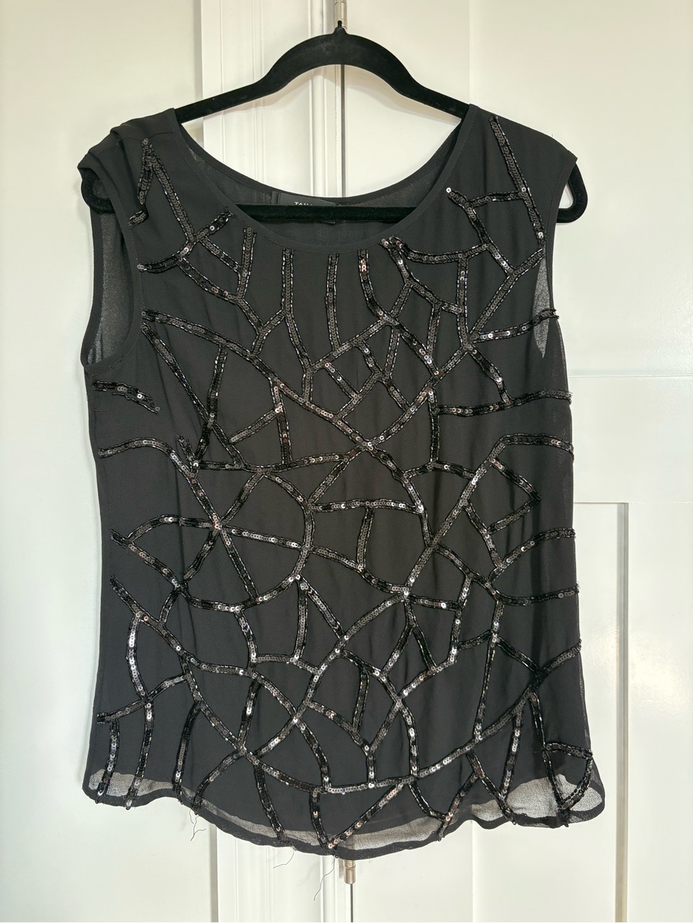 Tahari Black Sequin-Embellished Sleeveless Camisole